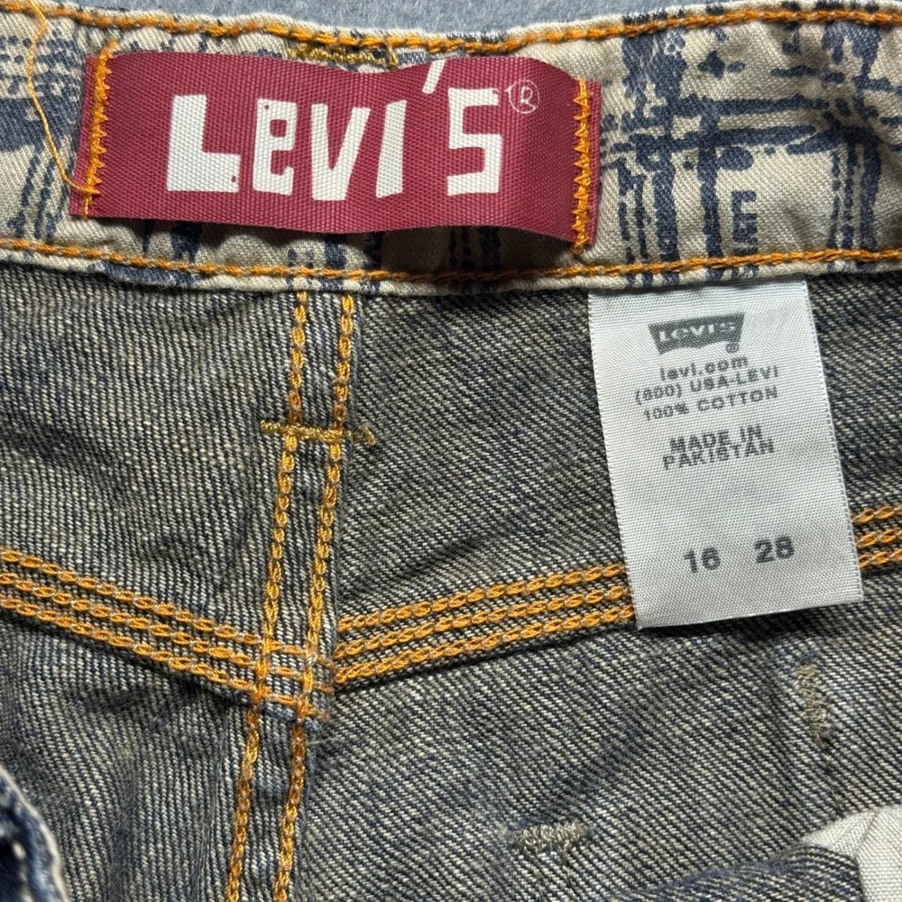 Levi's Boys Carpenter Denim Shorts Dark Wash Blue Size 16 Hammer Loop Utility